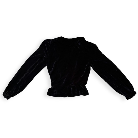 Reformation Silk Blend Black Velvet Wrap Top, size XS - Picture 3 of 9